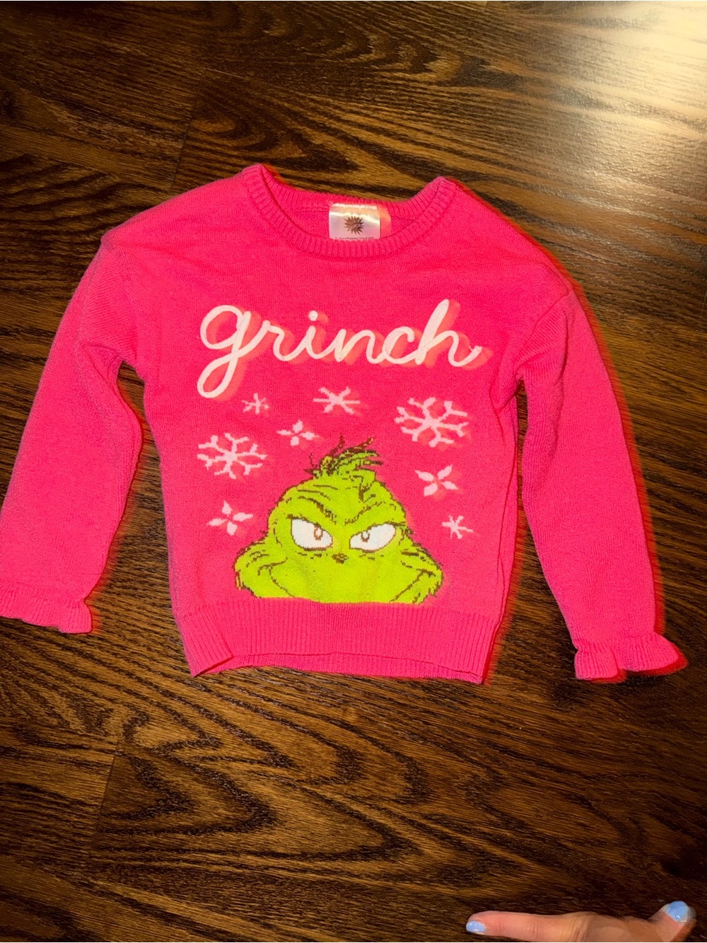 Girls' Pink Grinch Holiday Sweater Top